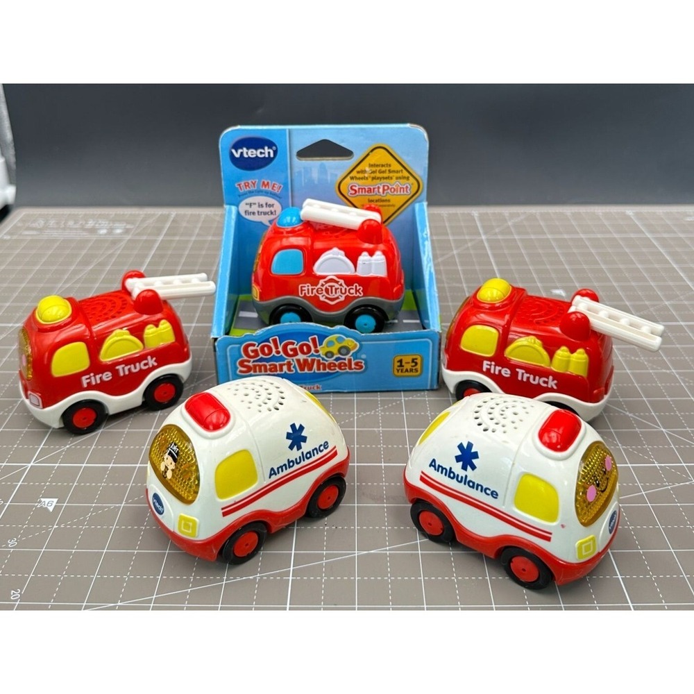 V Tech EMS Vehicles Firetruck Ambulance Lot of 5